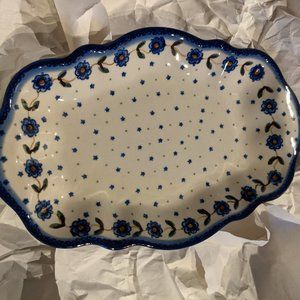Floral Polish Pottery Plate